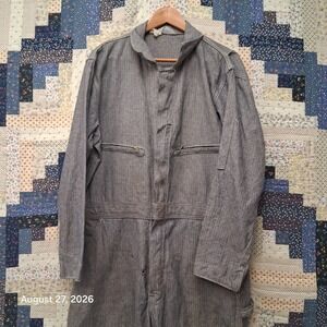 Vintage Key Imperial Mens 42 Short Gray Herringbone Work Coveralls USA Talon